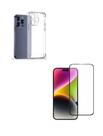 Película Protetora 3D de Vidro + Capa Silicone TPU Para Iphone 16 Pro Max