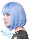 Peluca corta estilo Bob MIUSKATL de 30 cm con flequillo para mujer en azul neblina