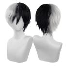 Peluca de Cosplay COSPLAZA corta negra y blanca sintética unisex