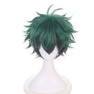 Peluca de cosplay Yamia rizada corta de color verde oscuro, pelo sintético