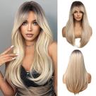 Peluca Esmee Larga Lisa Ombre Rubio 60 cm con Flequillo para Mujer