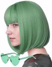 Peluca MIUSKATL Bob corta 30 cm con flequillo para mujer, verde menta
