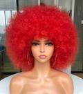 Peluca Rizada Afro Corta Estilo 70s Roja Sintética 180g
