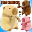 Pelúcia Capivara 22cm com Cachecol Antialérgica Lavável, Fibra Siliconada