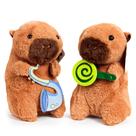 Pelúcia Capivara Fofa Brinquedo Decorativo 22 cm Macio Marrom Pequena