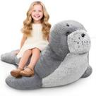 Pelúcia de pelúcia Steffed Animal Open Giant Seal 100cm cinza para crianças