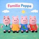 Pelúcia Família Peppa Pig 25cm Original Kit Papai Pig, Mamãe Pig, Peppa e George Bonecos de Pelúcia Infantil Macios Presente para Criança