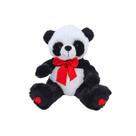Pelúcia Panda 27cm com Laço Vermelho e Patinha Bordada Presente Fofo