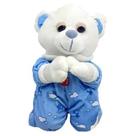 Pelucia Urso Reza Pai Nosso Azul 30cm