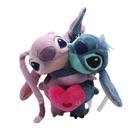 Pelucias stitch e angel casal abraço 23cm
