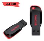 Pen Drive 64 GB SanDisk USB 2.0 Cruzer Blade vermelho e preto Viacel Pen Drive 64 GB SanDisk USB 2.0 Cruzer Blade vermelho e preto Viacel