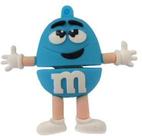 Pen Drive M&M Azul 8GB - Memória USB Criativa Formato Boneco Chocolate Divertido