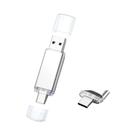Pen Drives USB Tipo-C 2-em-1 Com Clipe De Metal Prateado 32GB 64GB 128GB Chaveiro U Disk Pen Drives USB Tipo-C 2-em-1 Com Clipe De Metal Prateado 32GB 64GB 128GB Chaveiro U Disk