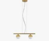Pend Metal Dourado 2 Lamp + Vidro Ambar Pend Metal Dourado 2 Lamp + Vidro Ambar