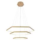 Pendente 3 Anéis Hexagonais Dourado 80cm LED 86W 3000K Bivolt