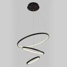 Pendente 3 Anéis Preto Fosco 60cm Led 48W 3000K Bivolt