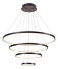 Pendente 4 Anéis Preto Fosco 80cm Led 101W 3000K Bivolt Cabo de 3,20 metros