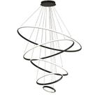 Pendente 5 Anéis Preto Inverse 100cm Led 132W 3000K Bivolt Cabo de 4 metros