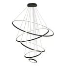 Pendente 5 Anéis Preto Inverse 100cm Led 132W 4000K Bivolt Cabo de 4 metros