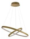 Pendente Aluminio 2 Anéis Dourado 50w 3 Cores De Luz