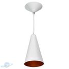 Pendente Alumínio Cone 20cm Branco Com Interior Cobre E27 Pendente Alumínio Cone 20cm Branco Com Interior Cobre E27