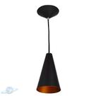 Pendente Alumínio Cone 20cm Preto Com Interior Cobre E27 Pendente Alumínio Cone 20cm Preto Com Interior Cobre E27