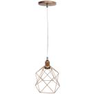 Pendente Aramado Cálice Luminária Lustre Cabo Cristal Retrô Vintage Cobre Rose Gold Agp Industrial