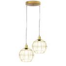 Pendente Aramado Duplo Globo Luminária Lustre Cabo Cristal Retrô Vintage Dourado Agp Industrial Luxo