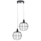 Pendente Aramado Duplo Globo Luminária Lustre Cabo Cristal Retrô Vintage Preto Agp Industrial Luxo