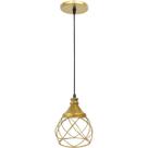 Pendente Aramado Esfera Balonê Dourado Lustre Luminária Teto Regulável Sala Cozinha Industrial Agp