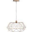Pendente Aramado Estádio Grande Cabo Cristal 2M Luminária Lustre Teto Moderno Retrô Cobre Rose Gold
