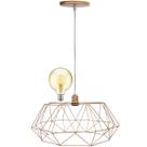 Pendente Aramado Estádio Grande Cabo Cristal 2M Luminária Lustre Teto Retrô Cobre Rose Gold Lâmpada