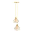 Pendente Aramado Estilo Diamante Duplo Dourado