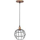 Pendente Aramado Globo Preto Luminária Lustre Industrial Teto Vintage Cobre Rose Agp Ilumini