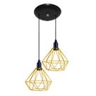Pendente Aramado Modelo Diamante - 02 Juntos - Amarelo