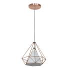 Pendente Aramado Piramidal 25cm Cobre com Cúpula Branca