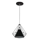 Pendente Aramado Piramidal 25cm Preto com Cúpula Preta