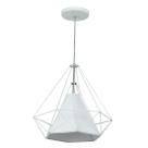 Pendente Aramado Piramidal 37cm Branco com Cúpula Branca
