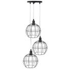 Pendente Aramado Triplo Globo Luminária Lustre Cabo Cristal Retrô Vintage Agp Industrial Luxo