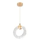 Pendente Aro de Cristal Dourado 15cm Led 6W 3500K Bivolt