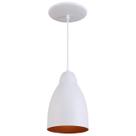 Pendente Bala Luminária Lustre Alumínio Branco Textura C/ Cobre - Rei Da Iluminação Pendente Bala Luminária Lustre Alumínio Branco Textura C/ Cobre - Rei Da Iluminação