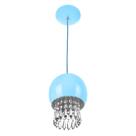 Pendente Bola Pequena 15cm Azul Bebe com Cristais Acrilicos