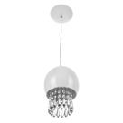Pendente Bola Pequena 15cm Branco Com Cristais Acrilico
