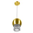 Pendente Bola Pequena 15cm Dourado Com Cristais Acrilico