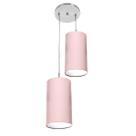 Pendente Cilindrica Duplo De Cupula 14x25cm Rosa