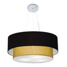Pendente Cilíndrico Preto e Palha MJ-4082 Para Mesa de Jantar e Estar