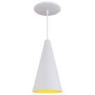 Pendente Cone Luminária Lustre Alumínio Branco Textura C/ Amarelo - Rei Da Iluminação Pendente Cone Luminária Lustre Alumínio Branco Textura C/ Amarelo - Rei Da Iluminação