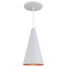 Pendente Cone Luminária Lustre Alumínio Branco Textura C/ Cobre - Rei Da Iluminação Pendente Cone Luminária Lustre Alumínio Branco Textura C/ Cobre - Rei Da Iluminação