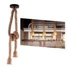 Pendente Corda Sisal Duplo 1,60M Lustre Vintage Retro Rústico Para Nó Com 2 Bocais E27 E Canopla De Metal Para Teto