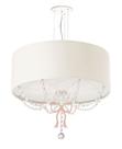Pendente Coroa 40x15 Com Canopla E Cabos De Aço Branco